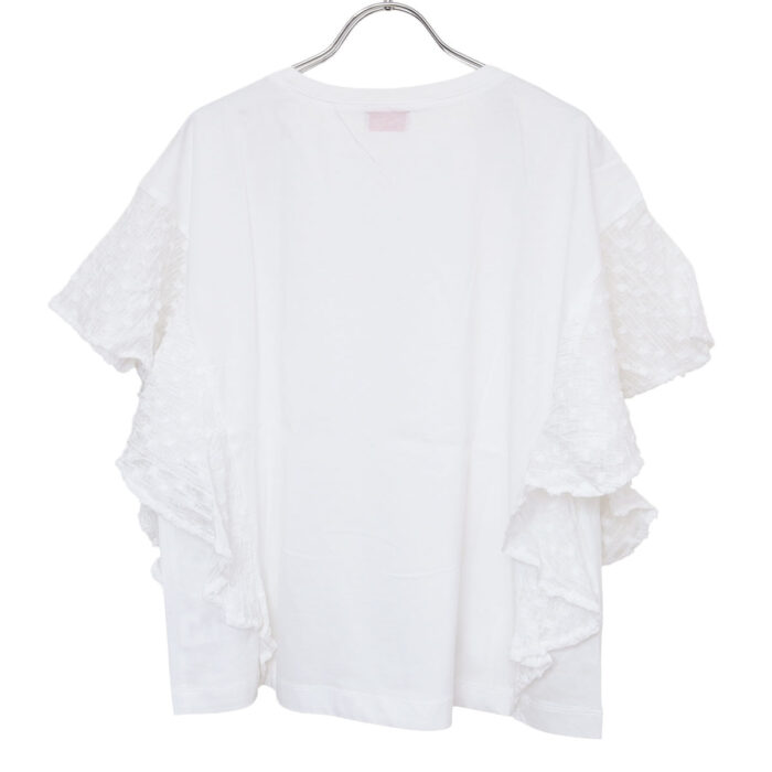 mao made トップス 621216 つるつるシルケット 天竺×シアーFABRICシリーズ 布帛切替ひらひらスリーブ TEE