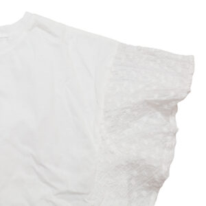 mao made トップス 621216 つるつるシルケット 天竺×シアーFABRICシリーズ 布帛切替ひらひらスリーブ TEE