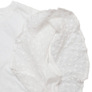 mao made トップス 621216 つるつるシルケット 天竺×シアーFABRICシリーズ 布帛切替ひらひらスリーブ TEE