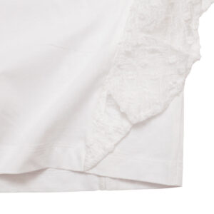 mao made トップス 621216 つるつるシルケット 天竺×シアーFABRICシリーズ 布帛切替ひらひらスリーブ TEE