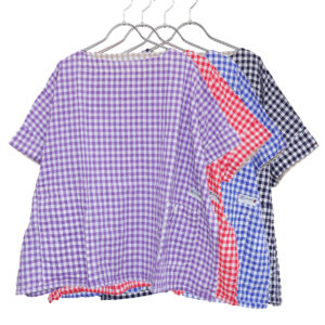 快晴堂 かいせいどう 62S08 Wide-Tシャツ ゆらぎギンガムチェック プルオーバー ギンガム トップス