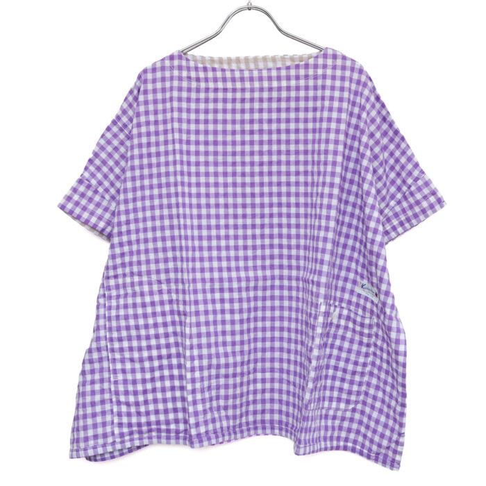 快晴堂 かいせいどう 62S08 Wide-Tシャツ ゆらぎギンガムチェック プルオーバー ギンガム トップス