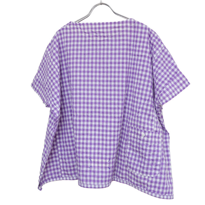 快晴堂 かいせいどう 62S08 Wide-Tシャツ ゆらぎギンガムチェック プルオーバー ギンガム トップス