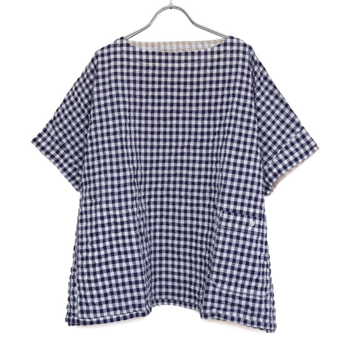 快晴堂 かいせいどう 62S08 Wide-Tシャツ ゆらぎギンガムチェック プルオーバー ギンガム トップス