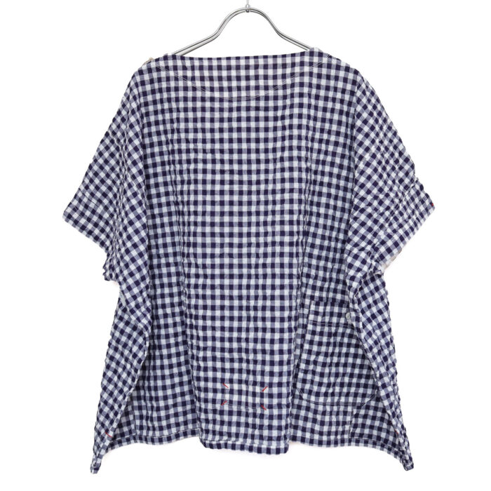 快晴堂 かいせいどう 62S08 Wide-Tシャツ ゆらぎギンガムチェック プルオーバー ギンガム トップス