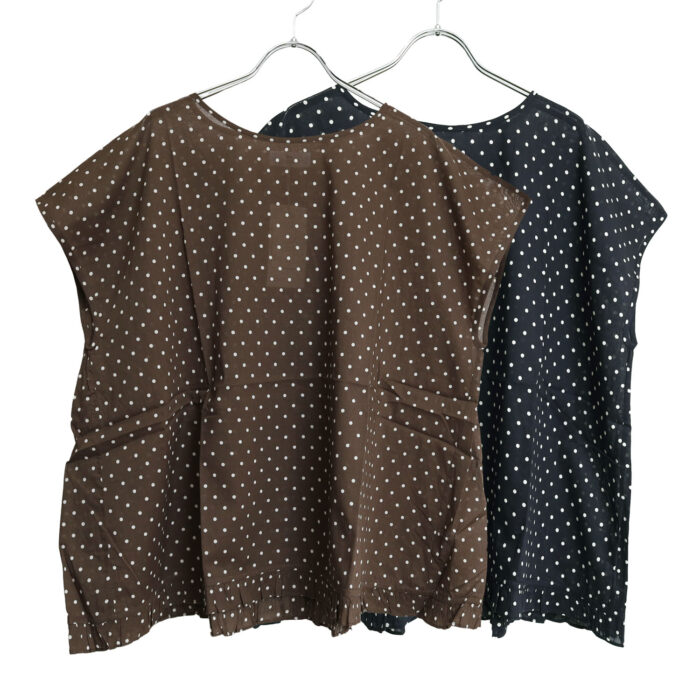 SOIL トップス NSL26056 SOIL 80s COTTON VOILE DOT PRINT HEM FRILL GATHERED SMOCK