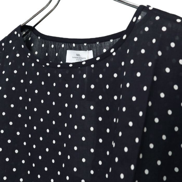 SOIL トップス NSL26056 SOIL 80s COTTON VOILE DOT PRINT HEM FRILL GATHERED SMOCK