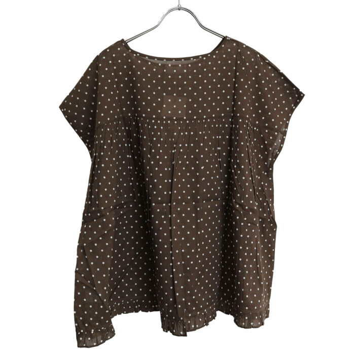 SOIL トップス NSL26056 SOIL 80s COTTON VOILE DOT PRINT HEM FRILL GATHERED SMOCK