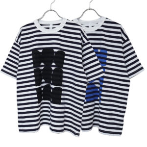 prit トップス P92645 18/1空紡度詰天竺ボーダー フレームドットプリントTシャツ(05)