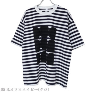 prit トップス P92645 18/1空紡度詰天竺ボーダー フレームドットプリントTシャツ(05)