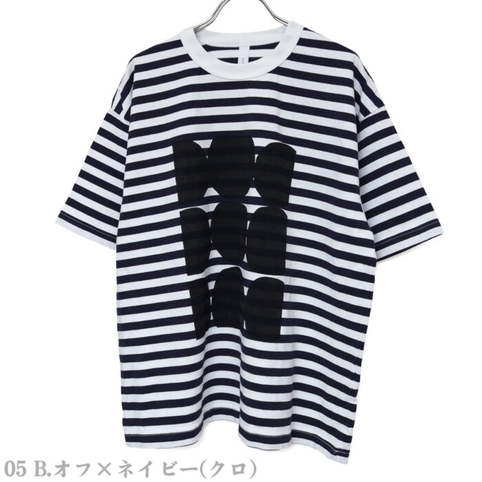 prit トップス P92645 18/1空紡度詰天竺ボーダー フレームドットプリントTシャツ(05)