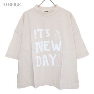 tumugu: トップス TC26203 ラフィ天竺 プリントT(IT'S A NEW DAY)