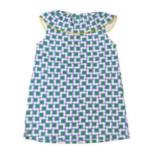 OCEAN＆GROUND ワンピース 4617602 レトロパターンフリルカラーワンピース