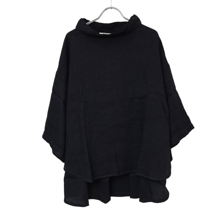 tumugu: トップス TB26233 リネンコットンフランス綾ハイネックチュニック