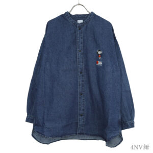 GROOVY COLORS トップス 42681170 8oz デニム SNOOPY バンドカラーシャツ