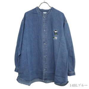GROOVY COLORS トップス 42681170 8oz デニム SNOOPY バンドカラーシャツ