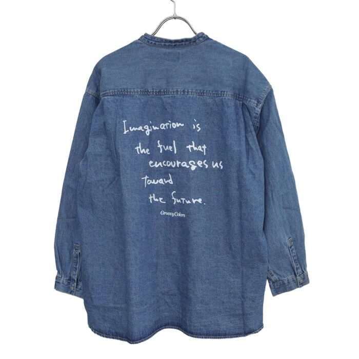 GROOVY COLORS トップス 42681170 8oz デニム SNOOPY バンドカラーシャツ
