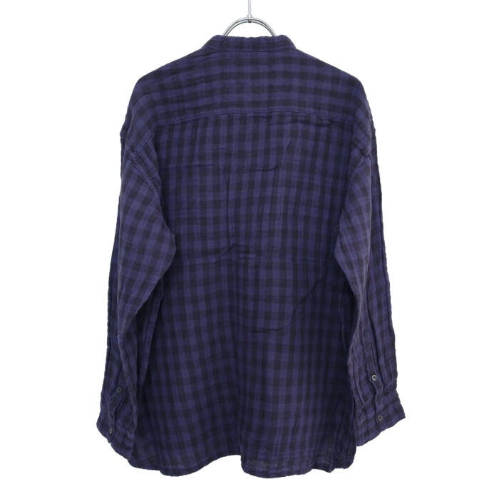 ARMEN トップス INAM2681DGD COTTON DOUBLE GAUZE CHECK OVERDYE UTILITY BANDED COLLAR SHIRT