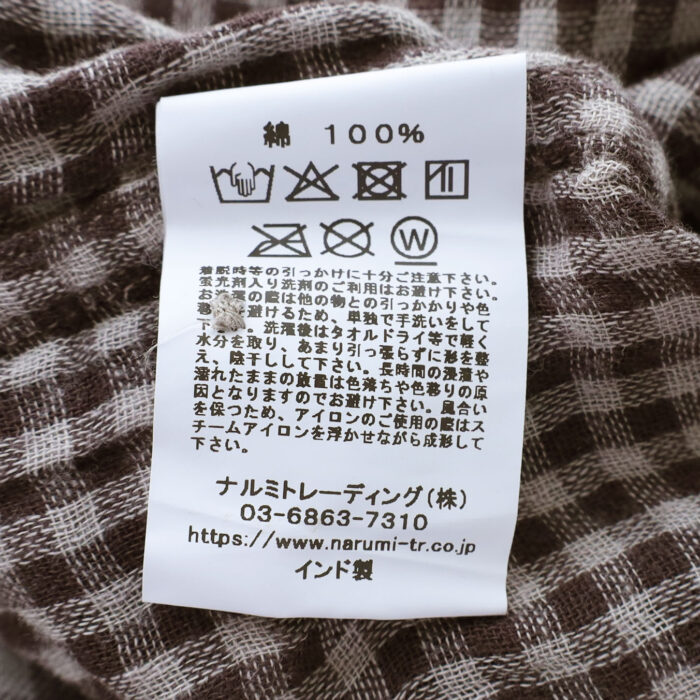 ARMEN トップス INAM2681DGD COTTON DOUBLE GAUZE CHECK OVERDYE UTILITY BANDED COLLAR SHIRT