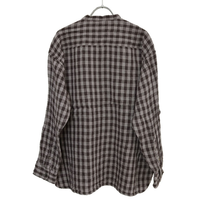 ARMEN トップス INAM2681DGD COTTON DOUBLE GAUZE CHECK OVERDYE UTILITY BANDED COLLAR SHIRT