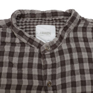 ARMEN トップス INAM2681DGD COTTON DOUBLE GAUZE CHECK OVERDYE UTILITY BANDED COLLAR SHIRT