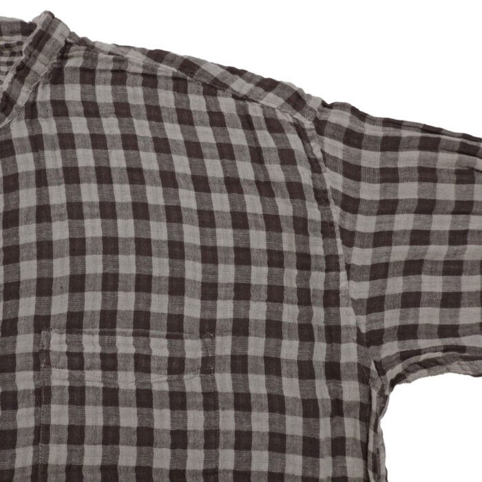 ARMEN トップス INAM2681DGD COTTON DOUBLE GAUZE CHECK OVERDYE UTILITY BANDED COLLAR SHIRT