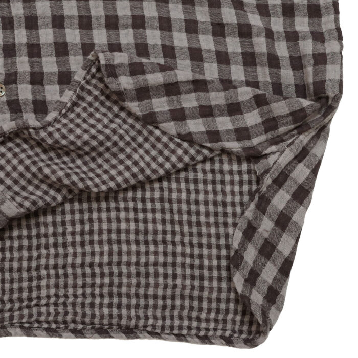 ARMEN トップス INAM2681DGD COTTON DOUBLE GAUZE CHECK OVERDYE UTILITY BANDED COLLAR SHIRT