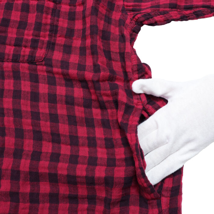 ARMEN トップス INAM2682DGD COTTON DOUBLE GAUZE CHECK OVERDYE UTILITY BANDED COLLAR LONG SHIRT