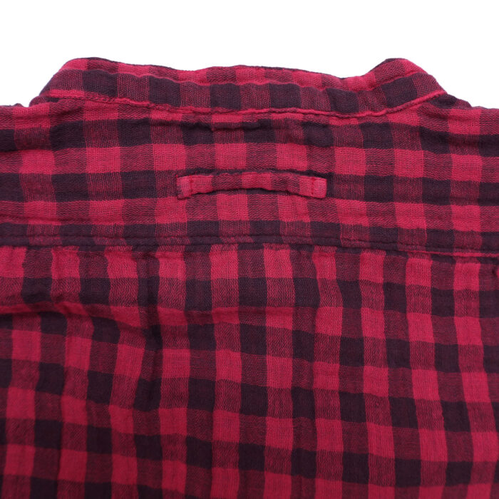 ARMEN トップス INAM2682DGD COTTON DOUBLE GAUZE CHECK OVERDYE UTILITY BANDED COLLAR LONG SHIRT