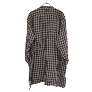 ARMEN トップス INAM2682DGD COTTON DOUBLE GAUZE CHECK OVERDYE UTILITY BANDED COLLAR LONG SHIRT