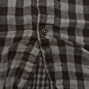 ARMEN トップス INAM2682DGD COTTON DOUBLE GAUZE CHECK OVERDYE UTILITY BANDED COLLAR LONG SHIRT