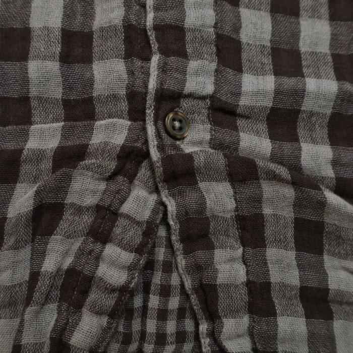 ARMEN トップス INAM2682DGD COTTON DOUBLE GAUZE CHECK OVERDYE UTILITY BANDED COLLAR LONG SHIRT