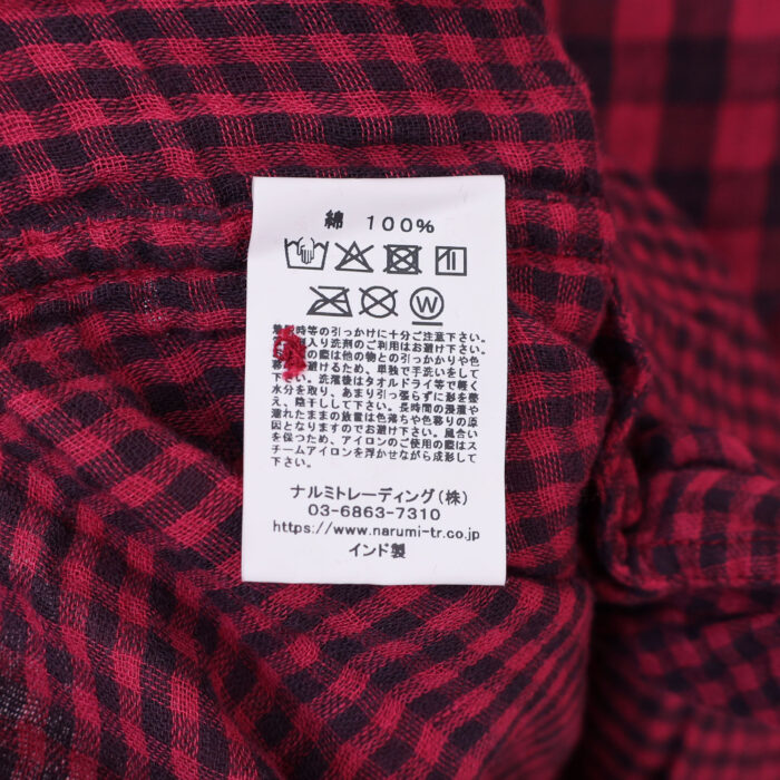 ARMEN トップス INAM2682DGD COTTON DOUBLE GAUZE CHECK OVERDYE UTILITY BANDED COLLAR LONG SHIRT
