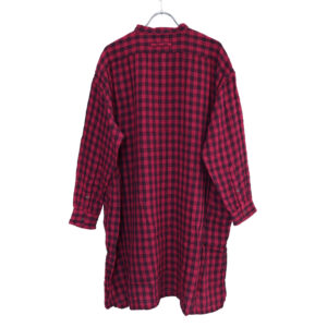 ARMEN トップス INAM2682DGD COTTON DOUBLE GAUZE CHECK OVERDYE UTILITY BANDED COLLAR LONG SHIRT