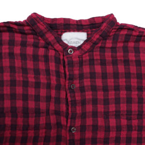 ARMEN トップス INAM2682DGD COTTON DOUBLE GAUZE CHECK OVERDYE UTILITY BANDED COLLAR LONG SHIRT