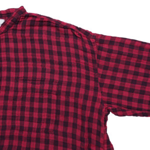 ARMEN トップス INAM2682DGD COTTON DOUBLE GAUZE CHECK OVERDYE UTILITY BANDED COLLAR LONG SHIRT