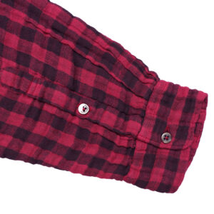 ARMEN トップス INAM2682DGD COTTON DOUBLE GAUZE CHECK OVERDYE UTILITY BANDED COLLAR LONG SHIRT