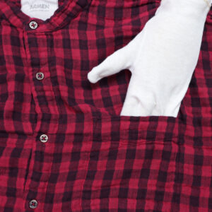 ARMEN トップス INAM2682DGD COTTON DOUBLE GAUZE CHECK OVERDYE UTILITY BANDED COLLAR LONG SHIRT