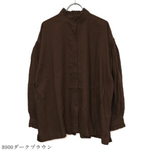 maison de soil トップス INMDS26702 TWILL COTTON KHADI PLAIN FRILL COLLAR SHIRTS WITH MINI PINTUCK