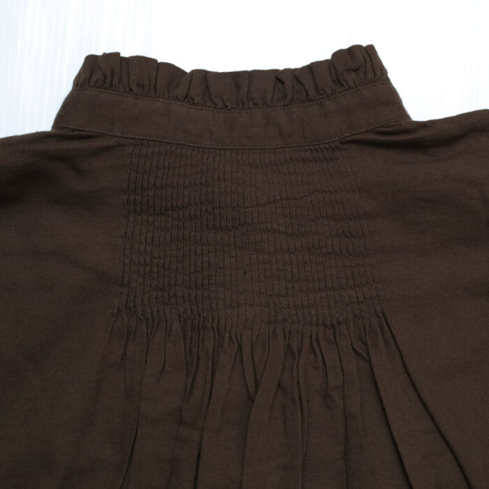 maison de soil トップス INMDS26702 TWILL COTTON KHADI PLAIN FRILL COLLAR SHIRTS WITH MINI PINTUCK