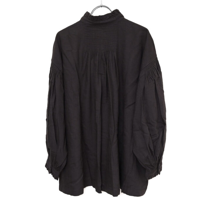 maison de soil トップス INMDS26702 TWILL COTTON KHADI PLAIN FRILL COLLAR SHIRTS WITH MINI PINTUCK
