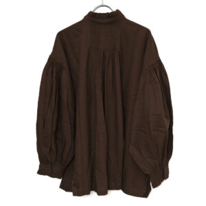 maison de soil トップス INMDS26702 TWILL COTTON KHADI PLAIN FRILL COLLAR SHIRTS WITH MINI PINTUCK