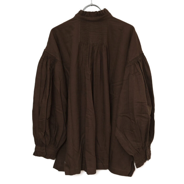 maison de soil トップス INMDS26702 TWILL COTTON KHADI PLAIN FRILL COLLAR SHIRTS WITH MINI PINTUCK