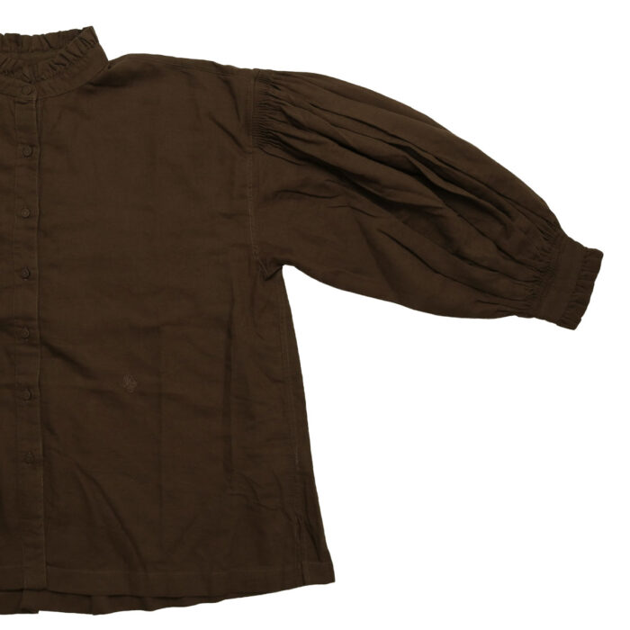maison de soil トップス INMDS26702 TWILL COTTON KHADI PLAIN FRILL COLLAR SHIRTS WITH MINI PINTUCK