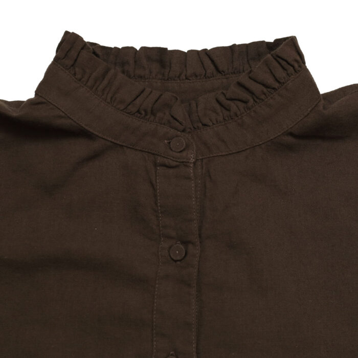 maison de soil トップス INMDS26702 TWILL COTTON KHADI PLAIN FRILL COLLAR SHIRTS WITH MINI PINTUCK