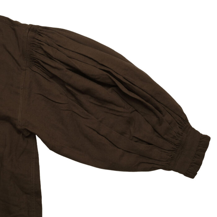 maison de soil トップス INMDS26702 TWILL COTTON KHADI PLAIN FRILL COLLAR SHIRTS WITH MINI PINTUCK