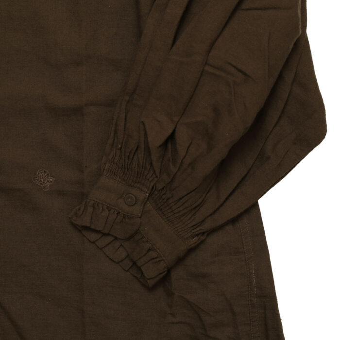 maison de soil トップス INMDS26702 TWILL COTTON KHADI PLAIN FRILL COLLAR SHIRTS WITH MINI PINTUCK
