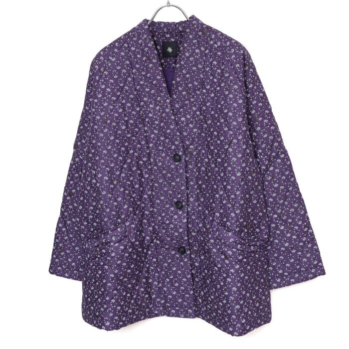 maison de soil アウター NMDS26541 80s ORGANIC VOILE GENTIANA BLOCK PRINT PADDED RAGLAN HALF CORT