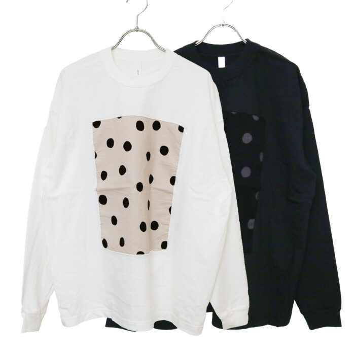 prit トップス P90715 7/1空紡天竺×ラフドットプリント フレームロングTシャツ