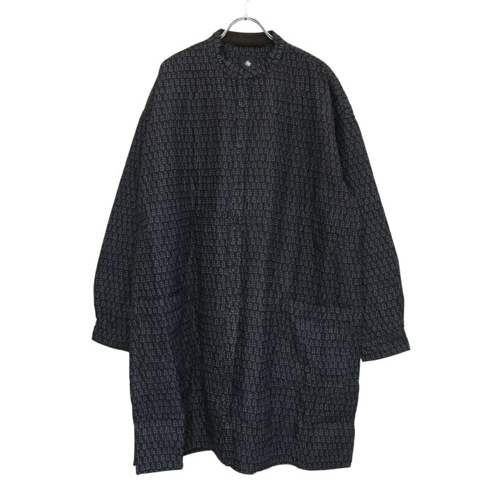 maison de soil トップス INMDS26724 80s VOILE LITTLE TREE BLOCK PRINT VERTICAL STITCHED BANDED COLLAR SHIRTS